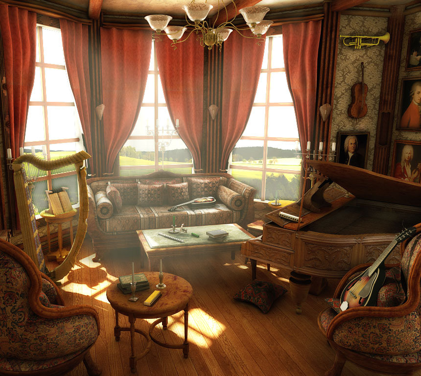 The Moonstone: Music Room Wallpaper